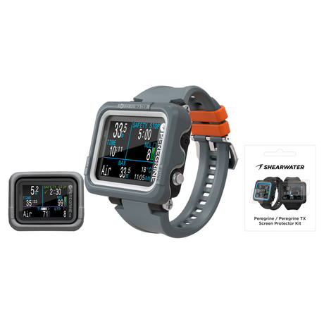 Shearwater Peregrine Dive Computer + Screen Protectors + Silicone Case Package — Adventures Dark