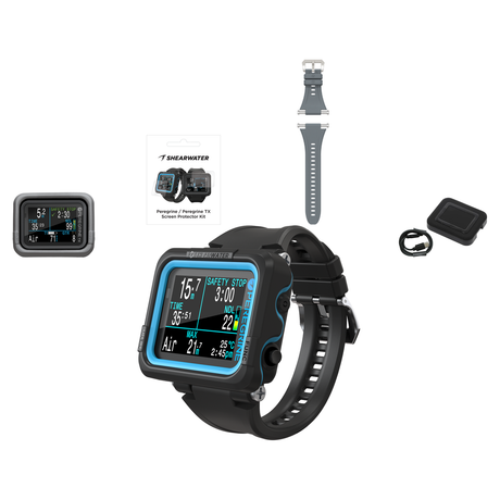 Shearwater Peregrine Dive Computer + Screen Protectors + Silicone Case + Strap Kit + Charger Package — includes Shearwater P…