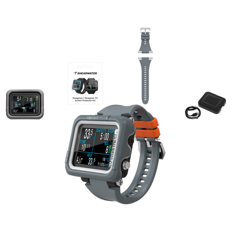 Shearwater Peregrine Dive Computer + Screen Protectors + Silicone Case + Strap Kit + Charger Package — Adventures Dark