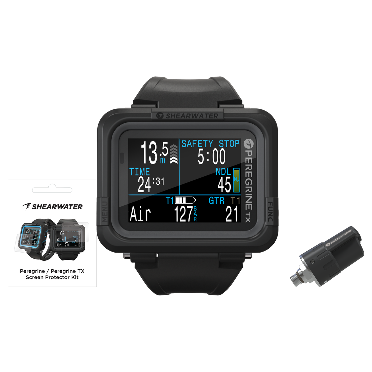 Shearwater Peregrine TX Dive Computer + Swift Transmitter + Screen Protectors Package — includes Shearwater Peregrine TX Div…