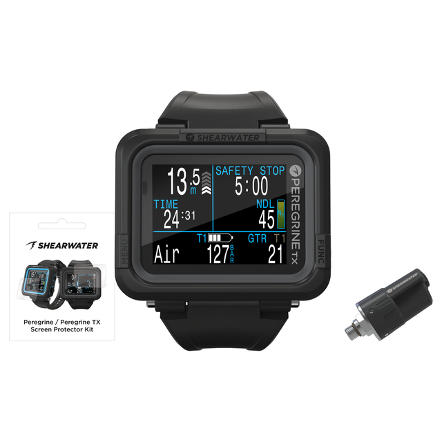 Shearwater Peregrine TX Dive Computer + Swift Transmitter + Screen Protectors Package — includes Shearwater Peregrine TX Div…