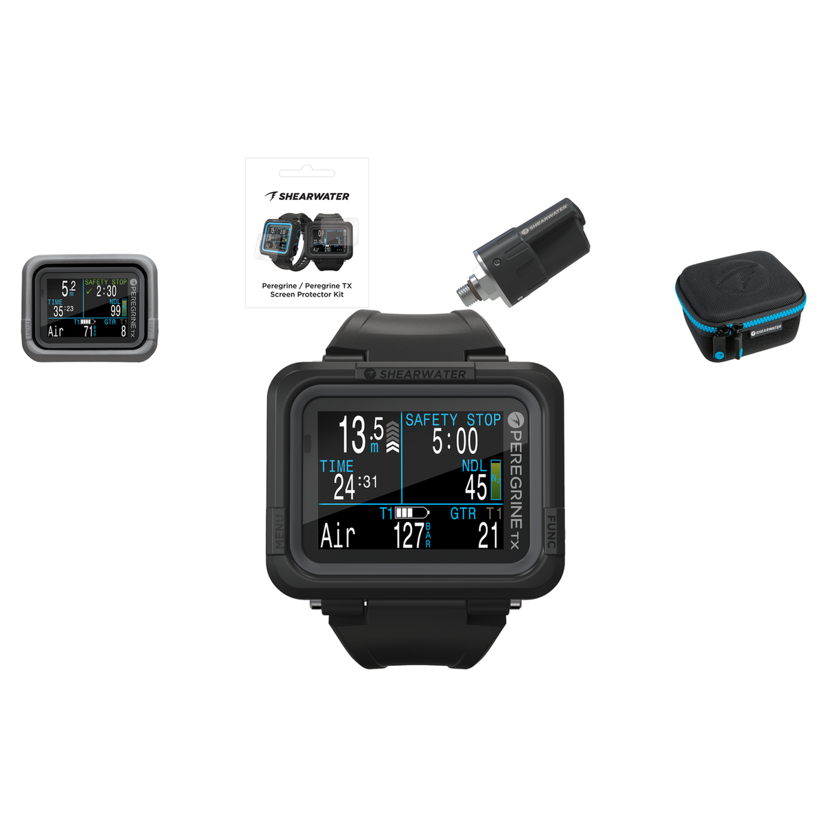 Shearwater Peregrine TX Dive Computer + Swift Transmitter + EVA Travel Case + Screen Protectors + Silicone Case Package — in…