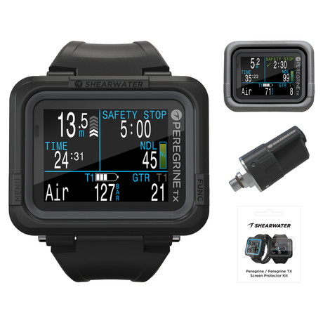 Shearwater Peregrine TX Dive Computer + Swift Transmitter + Screen Protectors + Silicone Case Package