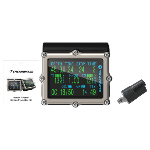Shearwater Petrel 3 Dive Computer + Swift Transmitter + Screen Protectors Package
