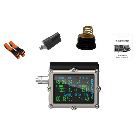 Shearwater Petrel 3 Dive Computer + Swift Transmitter + Screen Protectors + Strap Kit + Battery Cap Kit Package — Fischer