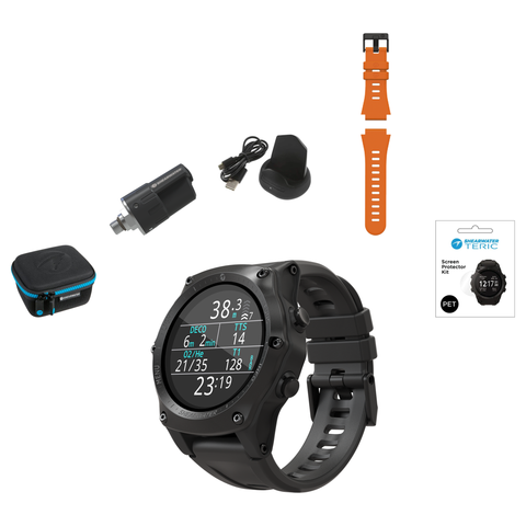 Shearwater Teric Dive Computer + Swift Transmitter + EVA Travel Case + Screen Protectors + Charger + Remora Color Strap Kit Package