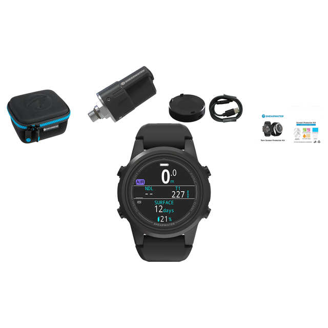 Shearwater Tern TX Dive Computer + Swift Transmitter + EVA Travel Case + Screen Protectors + Charger Package — includes Shea…