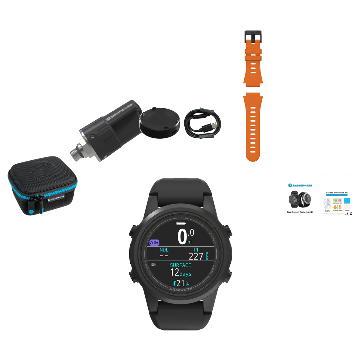 Shearwater Tern TX Dive Computer + Swift Transmitter + EVA Travel Case + Screen Protectors + Charger + Remora Color Strap Ki…
