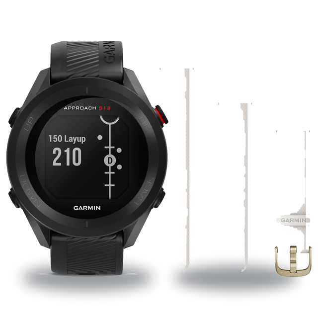 Garmin Approach S12 Golf Smartwatch + Quick Release 20mm Band Package — includes Garmin Approach S12 GPS Golf Smartwatch, Ga…