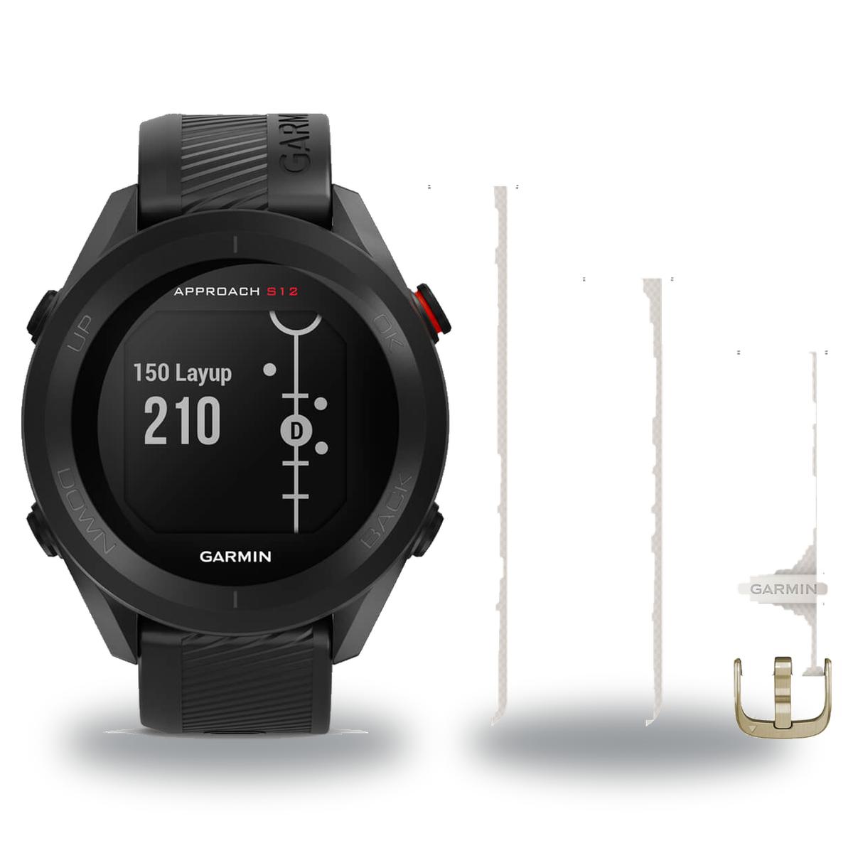 Garmin Approach S12 Golf Smartwatch + Quick Release 20mm Band Package — includes Garmin Approach S12 GPS Golf Smartwatch, Ga…