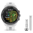 Garmin Approach S70 42mm Golf Smartwatch + 20mm Band Package — 42 mm, Black/Peach Ceramic Bezel with White Silicone Band