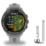 Garmin Approach S70 42mm Golf Smartwatch + 20mm Band Package — 42 mm, Black/Amp Yellow Ceramic Bezel Gray Silicone Band