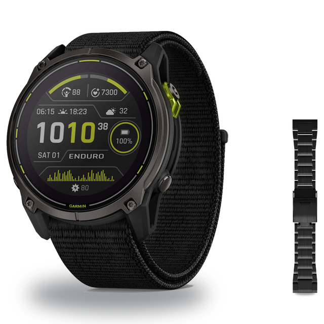 Garmin Enduro 3 Smartwatch + QuickFit 26 Band Package — includes Garmin Enduro 3, Carbon Gray DLC Titanium with Black Ultraf…
