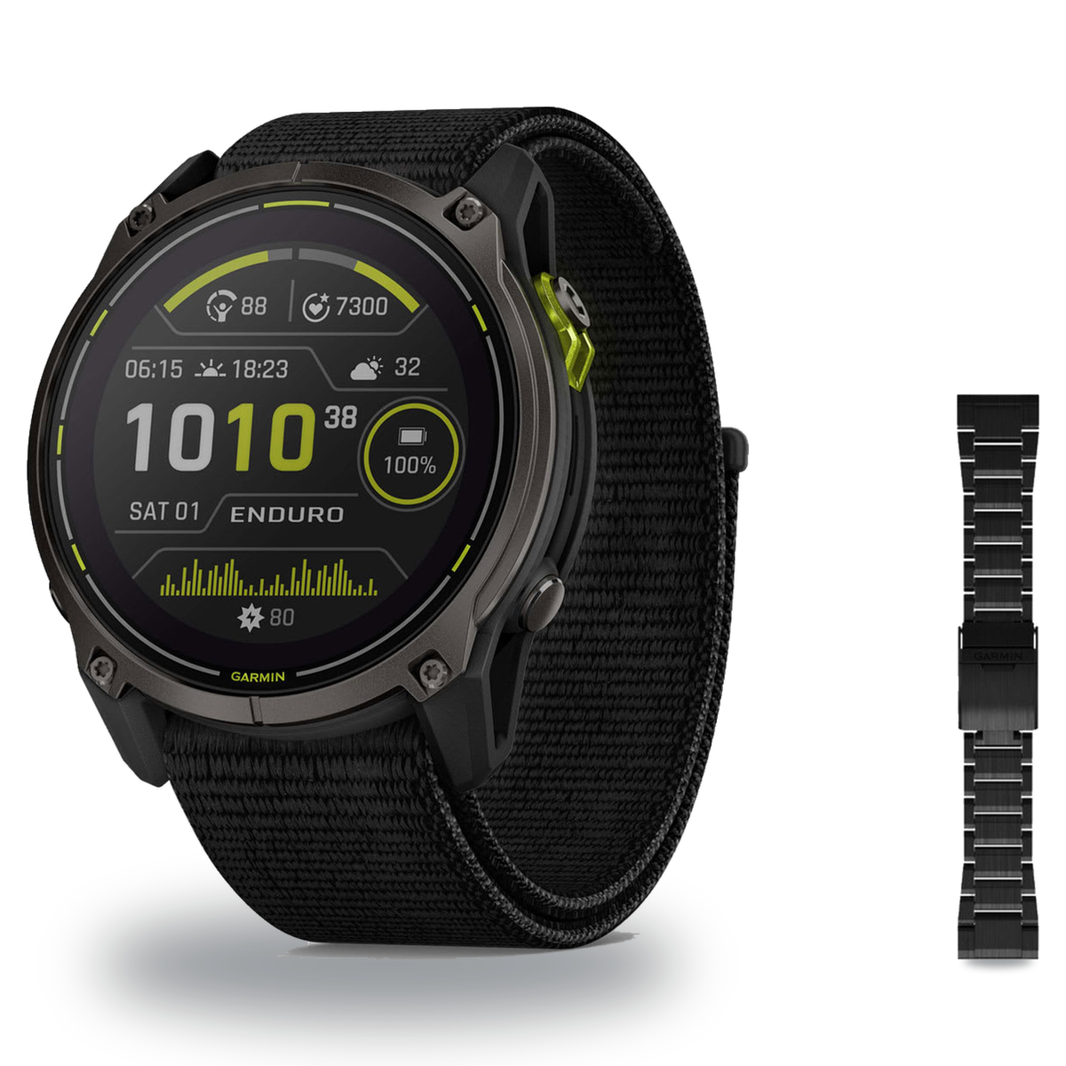 Garmin Enduro 3 Smartwatch + QuickFit 26 Band Package — includes Garmin Enduro 3, Carbon Gray DLC Titanium with Black Ultraf…