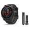 Garmin fenix 8 43mm Smartwatch + QuickFit 20 Band Package — 43 mm, AMOLED, Sapphire, Carbon Gray DLC Ti w Black/Pbl Gray Band