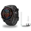 Garmin fenix 8 43mm Smartwatch + QuickFit 20 Band Package — 43 mm, AMOLED, Sapphire, Carbon Gray DLC Ti w Black/Pbl Gray Band