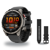 Garmin fenix 8 47mm Smartwatch + QuickFit 22 Band Package — 47 mm, PRO - AMOLED, Sapphire, Titanium with Graphite/Black Sili…