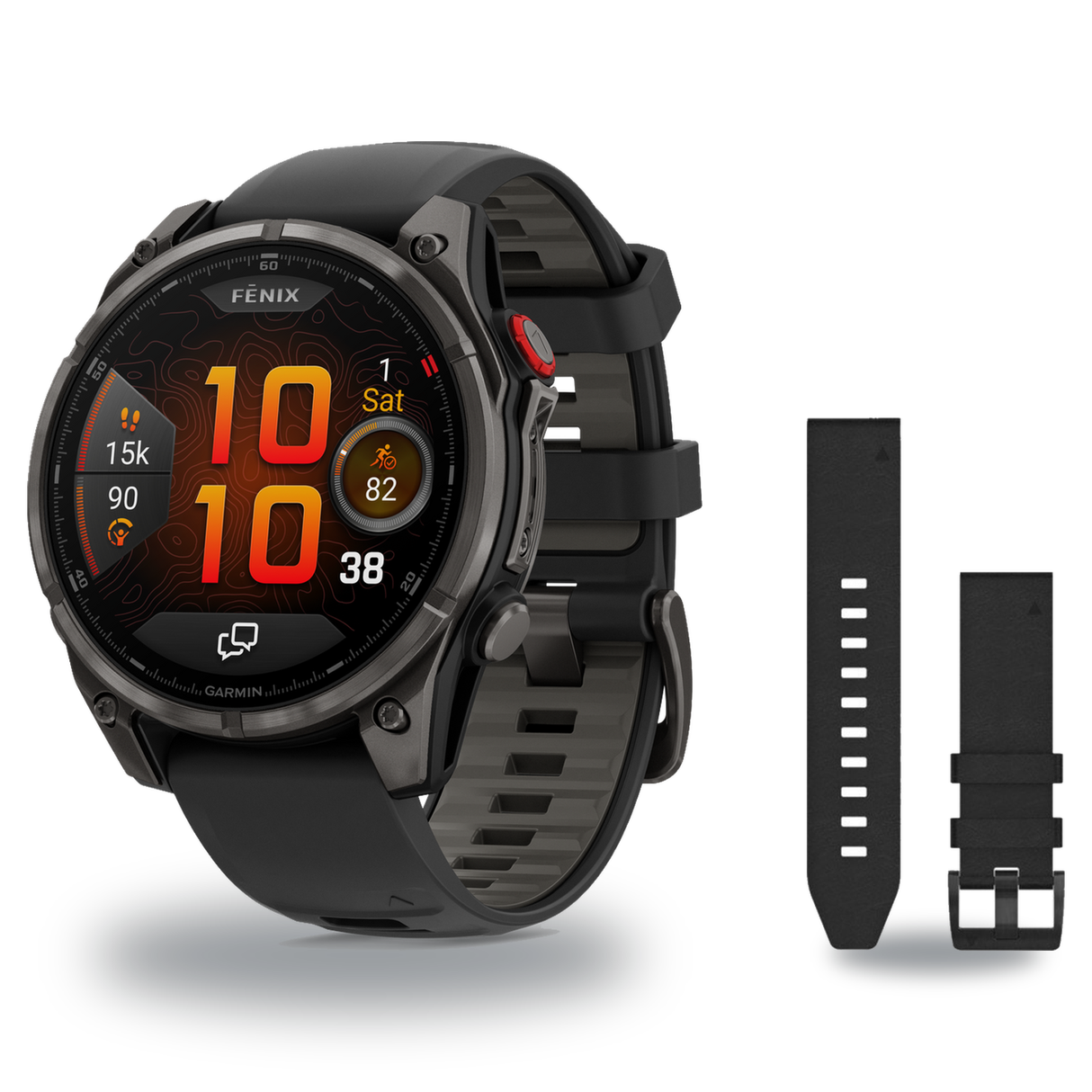 Garmin fenix 8 47mm Smartwatch + QuickFit 22 Band Package — 47 mm, PRO - AMOLED, Sapphire, Carbon Gray DLC Titanium with Bla…