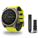Garmin fenix 8 47mm Smartwatch + QuickFit 22 Band Package — 47 mm, Solar, Sapphire, Titanium with Amp Yellow/Graphite Band