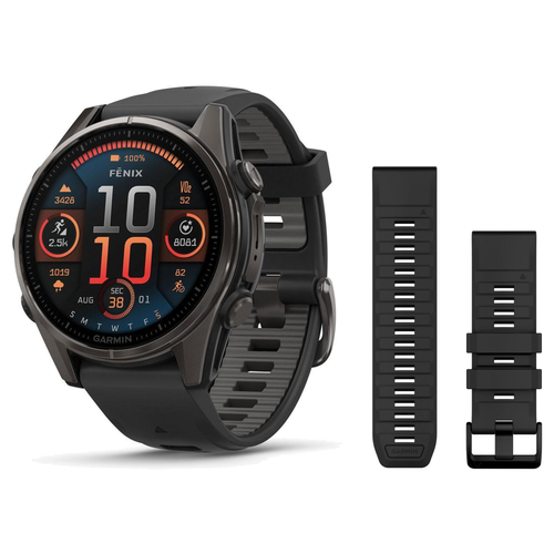 Garmin fenix 8 51mm Smartwatch + QuickFit 26 Band Package — includes Garmin Fenix 8 Multisport Smartwatch, Garmin QuickFit 2…