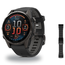 Garmin fenix 8 51mm Smartwatch + QuickFit 26 Band Package — 51 mm, Sapphire, Carbon Gray DLC Ti w Black/Pbl Gray Band