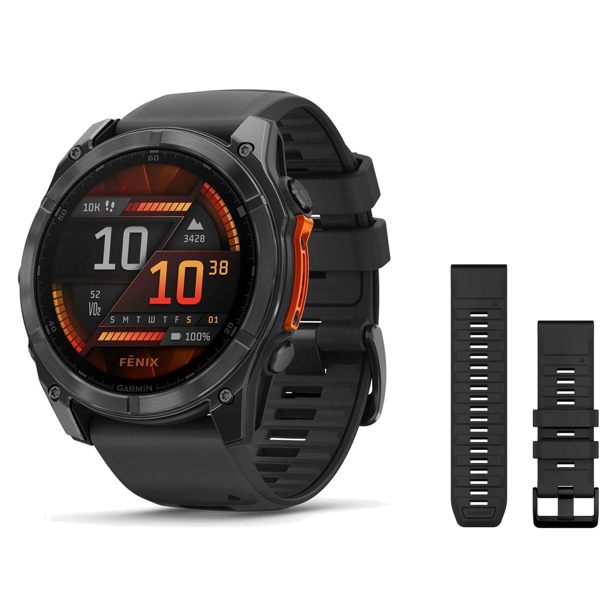Garmin fenix 8 51mm Smartwatch + QuickFit 26 Band Package — 51 mm, AMOLED, Slate Gray with Black Band