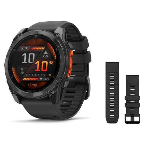 Garmin fenix 8 51mm Smartwatch + QuickFit 26 Band Package — 51 mm, AMOLED, Slate Gray with Black Band