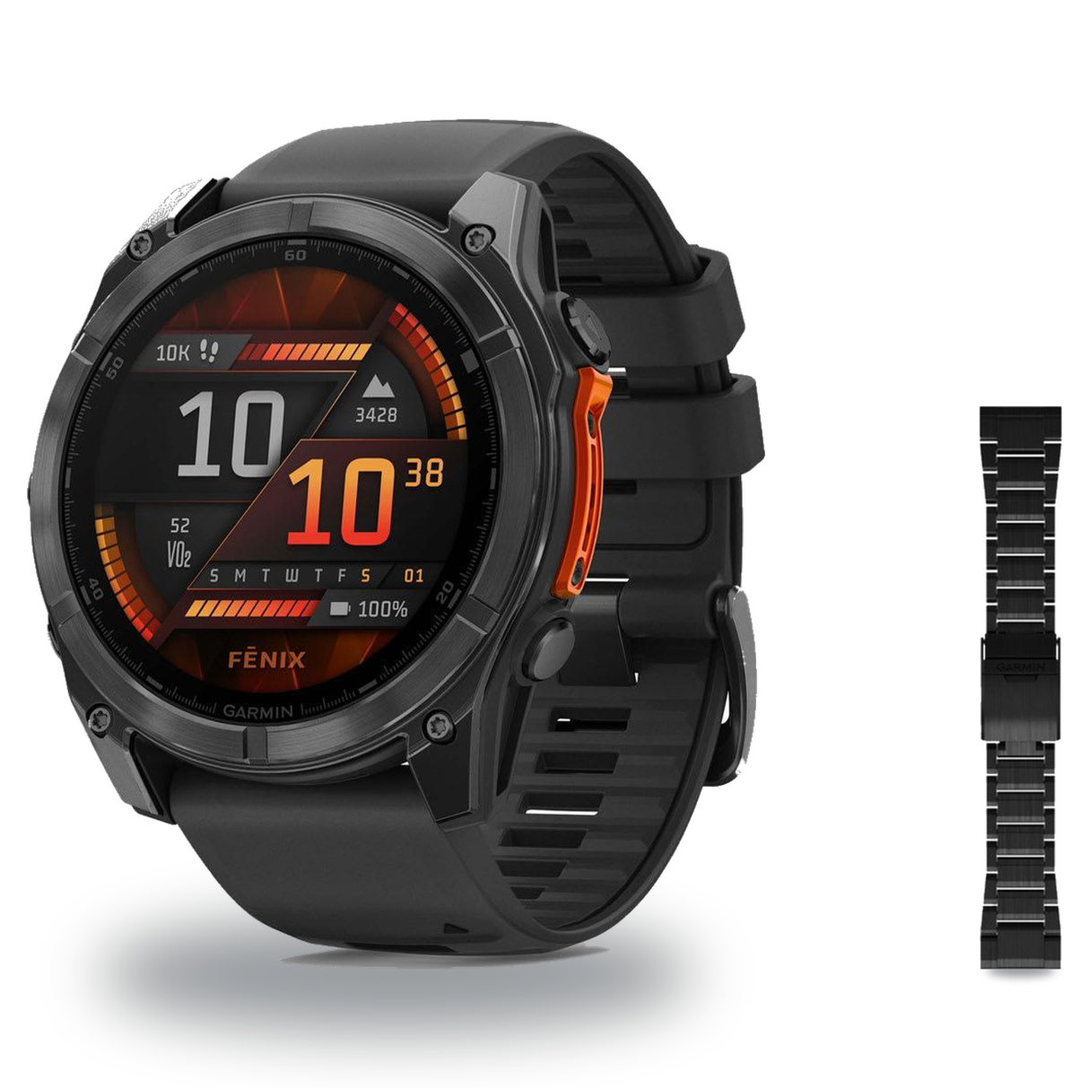 Garmin fenix 8 51mm Smartwatch + QuickFit 26 Band Package — 51 mm, AMOLED, Slate Gray with Black Band