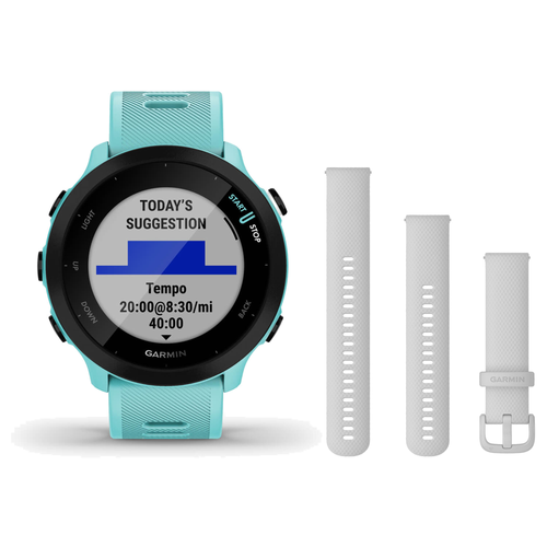 Garmin Forerunner 55 Smartwatch + Quick Release 20mm Band Package — includes Garmin Forerunner 55 GPS Running Smartwatch, Ga…