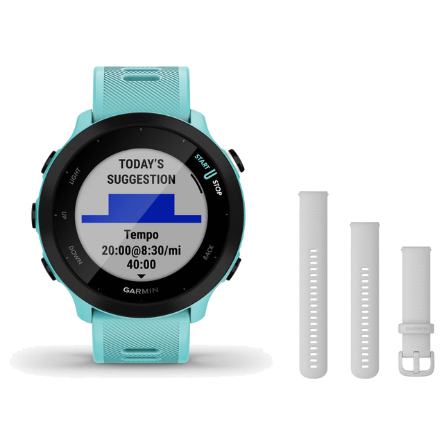 Garmin Forerunner 55 Smartwatch + Quick Release 20mm Band Package — includes Garmin Forerunner 55 GPS Running Smartwatch, Ga…