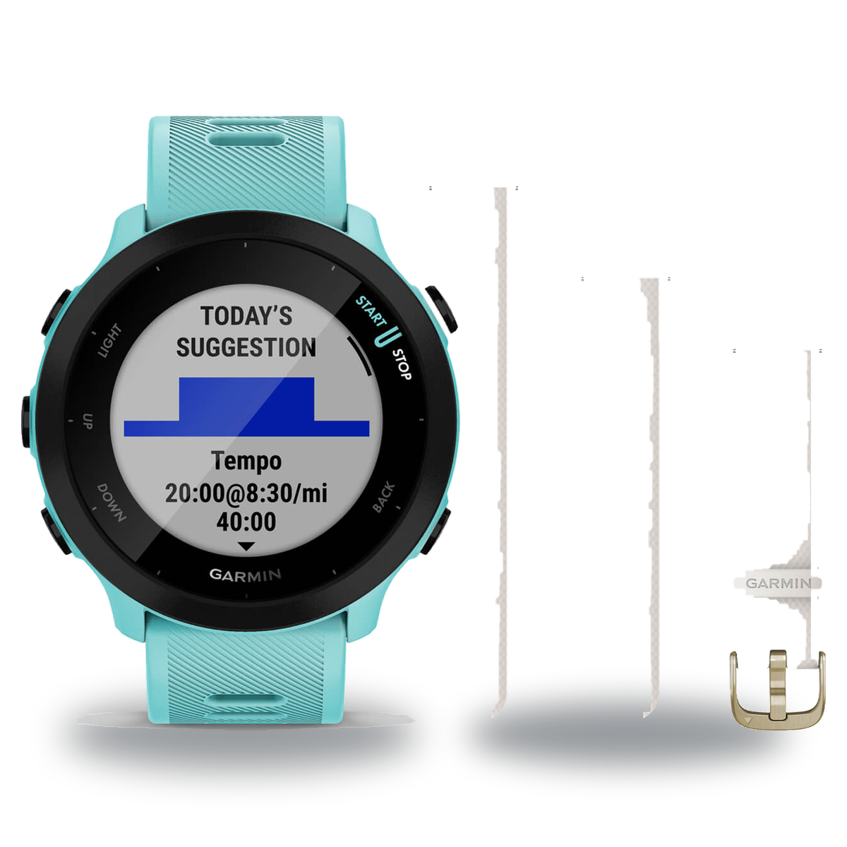 Garmin Forerunner 55 Smartwatch + Quick Release 20mm Band Package — includes Garmin Forerunner 55 GPS Running Smartwatch, Ga…