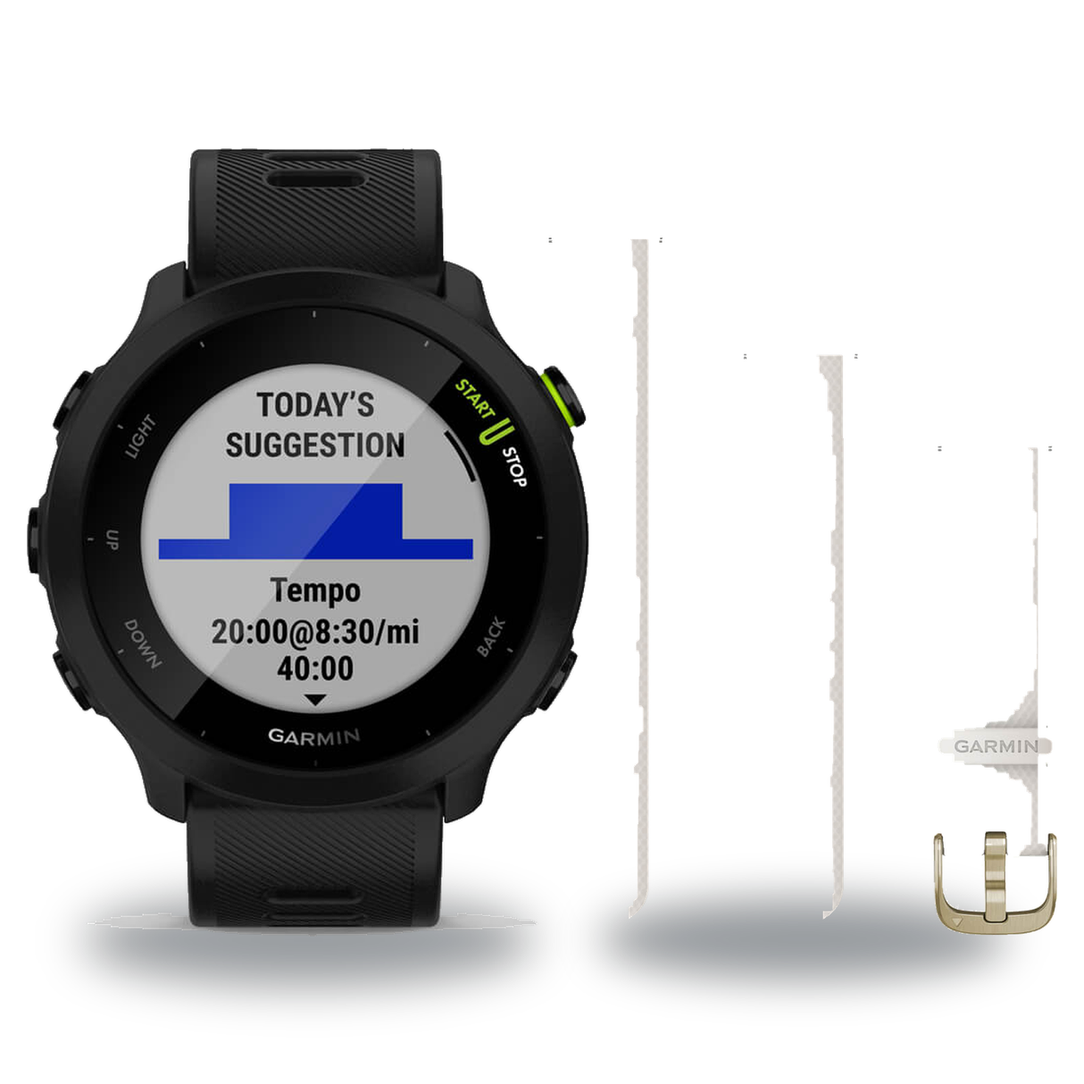 Garmin Forerunner 55 Smartwatch + Quick Release 20mm Band Package — Black