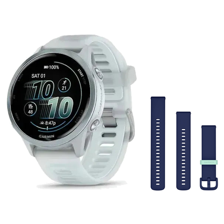 Garmin Forerunner 570 42mm Smartwatch + Quick Release 20mm Band Package — 42mm, Cloud Blue / Translucent Whitestone
