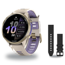 Garmin Forerunner 970 Smartwatch + QuickFit 22 Band Package — Soft Gold Titanium with French Gray Case and French Gray/Trans…