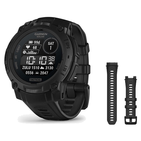 Garmin Instinct 3 45mm Smartwatch + 22mm Band Package — 45 mm, Instinct 3 – Solar, Tactical, Black