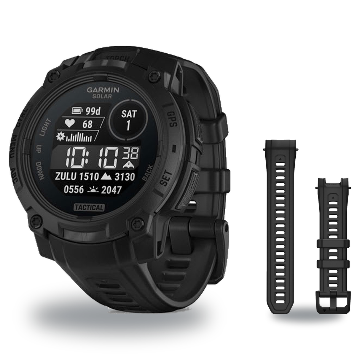 Garmin Instinct 3 45mm Smartwatch + 22mm Band Package — 45 mm, Instinct 3 – Solar, Tactical, Black