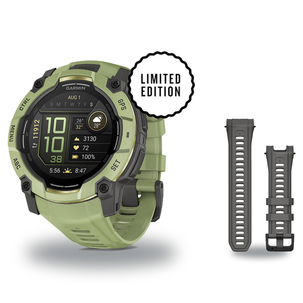 Garmin Instinct 3 50mm Smartwatch + 26mm Band Package — 50 mm, Instinct 3 – AMOLED, Fern Green
