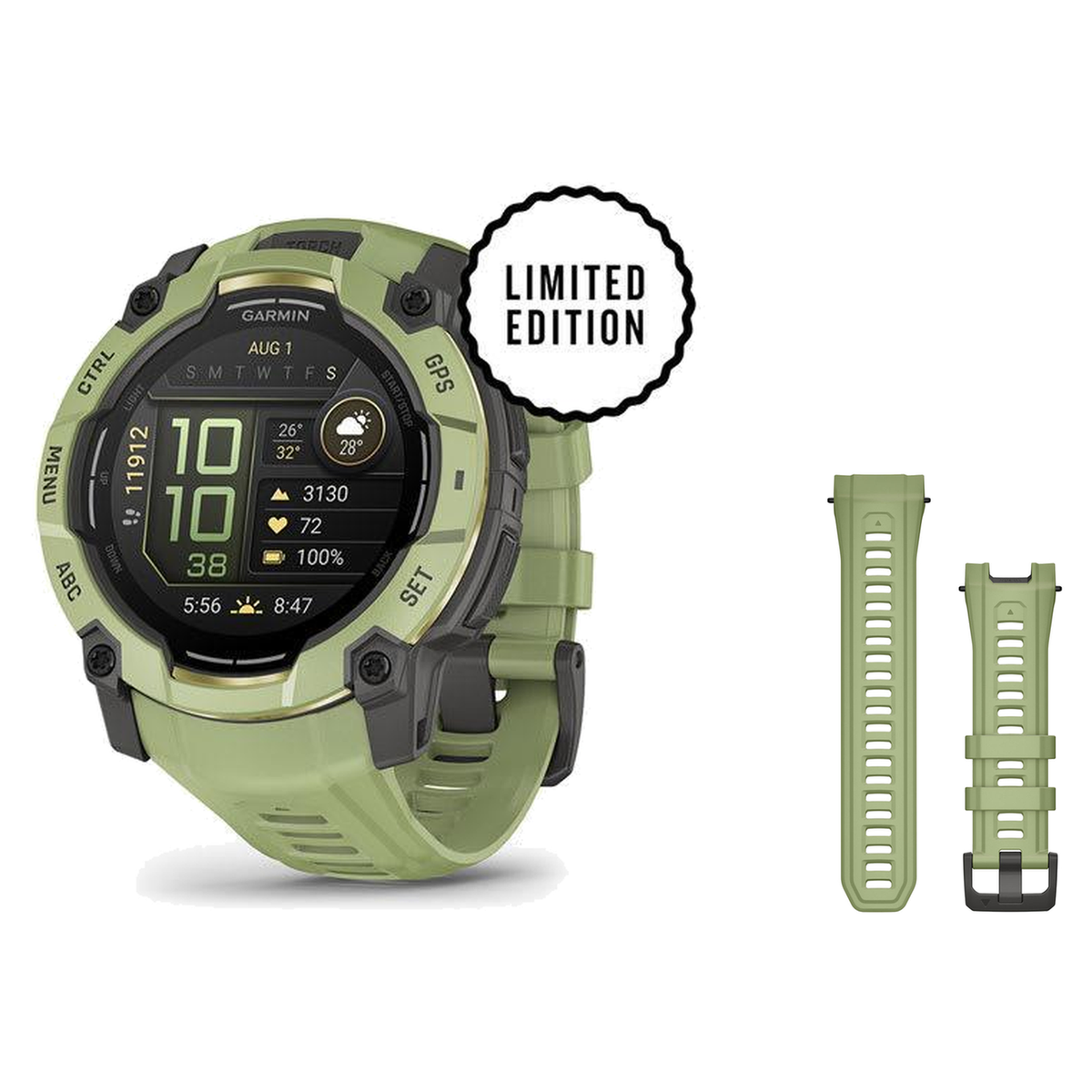 Garmin Instinct 3 50mm Smartwatch + 26mm Band Package — 50 mm, Instinct 3 – AMOLED, Fern Green