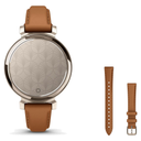 Garmin Lily 2 Classic Smartwatch + 14mm Band Package — Cream Gold with Tan Leather Band