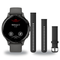 Garmin Venu 3S Smartwatch + Quick Release 18mm Band Package — Slate Bezel w/ Pebble Gray Silicone