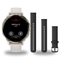 Garmin Venu 3S Smartwatch + Quick Release 18mm Band Package — Soft Gold Bezel w/ Ivory Silicone