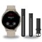 Garmin Venu 3S Smartwatch + Quick Release 18mm Band Package — Soft Gold Bezel w/ French Gray Silicone