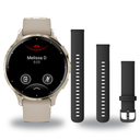 Garmin Venu 3S Smartwatch + Quick Release 18mm Band Package — Soft Gold Bezel w/ French Gray Silicone