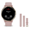 Garmin Venu 3S Smartwatch + Quick Release 18mm Band Package — Soft Gold Bezel w/ Dust Rose Silicone