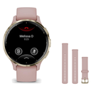 Garmin Venu 3S Smartwatch + Quick Release 18mm Band Package — Soft Gold Bezel w/ Dust Rose Silicone