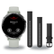 Garmin Venu 3S Smartwatch + Quick Release 18mm Band Package — Silver Bezel w/ Sage Gray Silicone