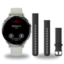 Garmin Venu 3S Smartwatch + Quick Release 18mm Band Package — Silver Bezel w/ Sage Gray Silicone