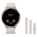 Garmin Venu 3S Smartwatch + Quick Release 18mm Band Package — Soft Gold Bezel w/ Ivory Silicone