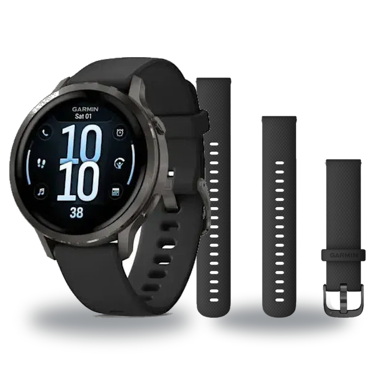 Garmin Venu 4 41mm Smartwatch + Quick Release 18mm Band Package — Slate / Black Silicone