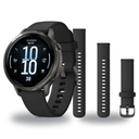 Garmin Venu 4 41mm Smartwatch + Quick Release 18mm Band Package — Slate / Black Silicone
